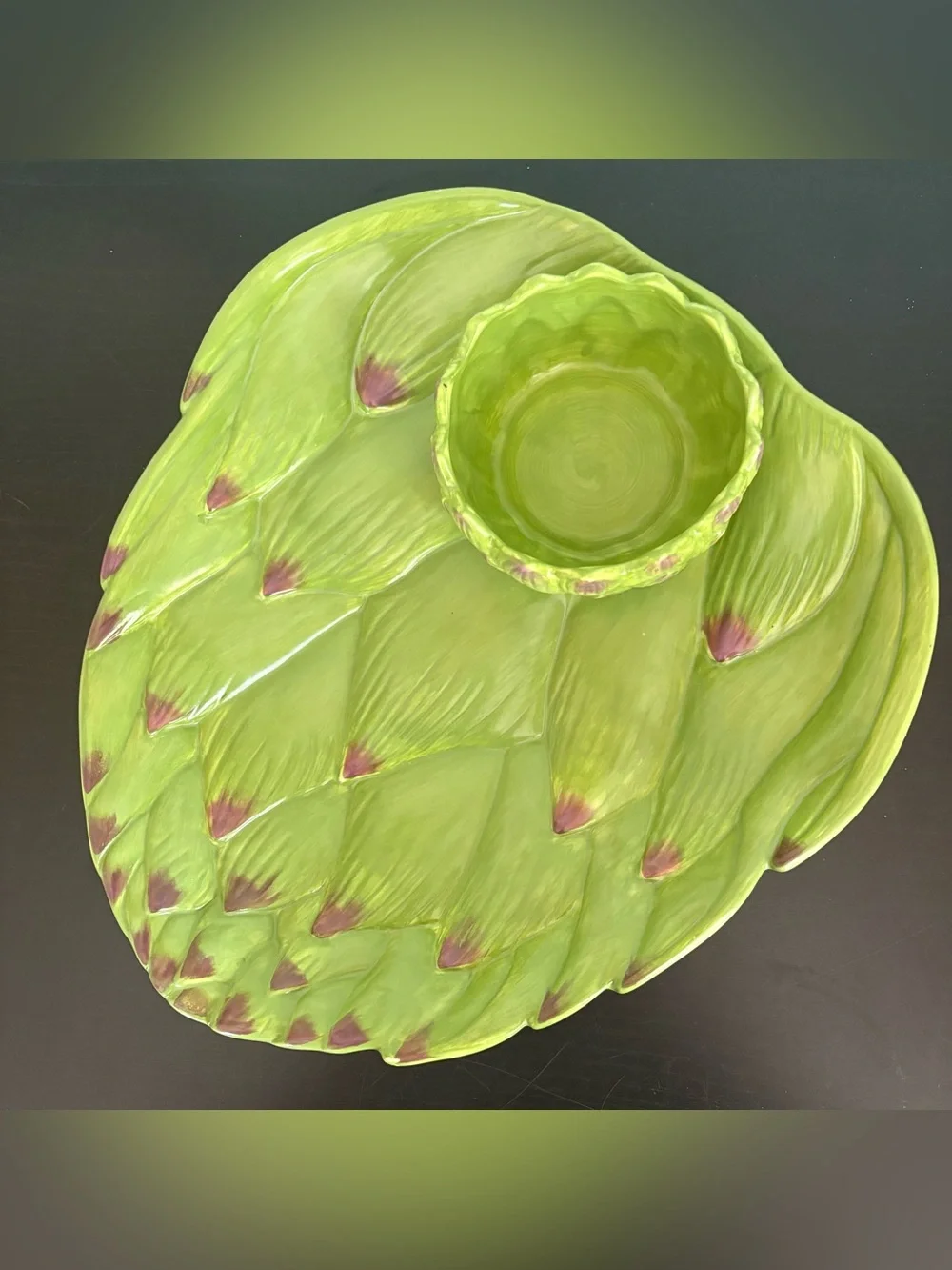 American Atelier Earthenware Artichoke Tray with matching bowl